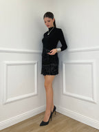 Maglia Frange Paillettes 55867 Nero