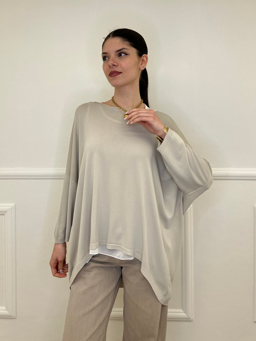 Twin Set Maxi Maglia e Canotta 53716 Ecru