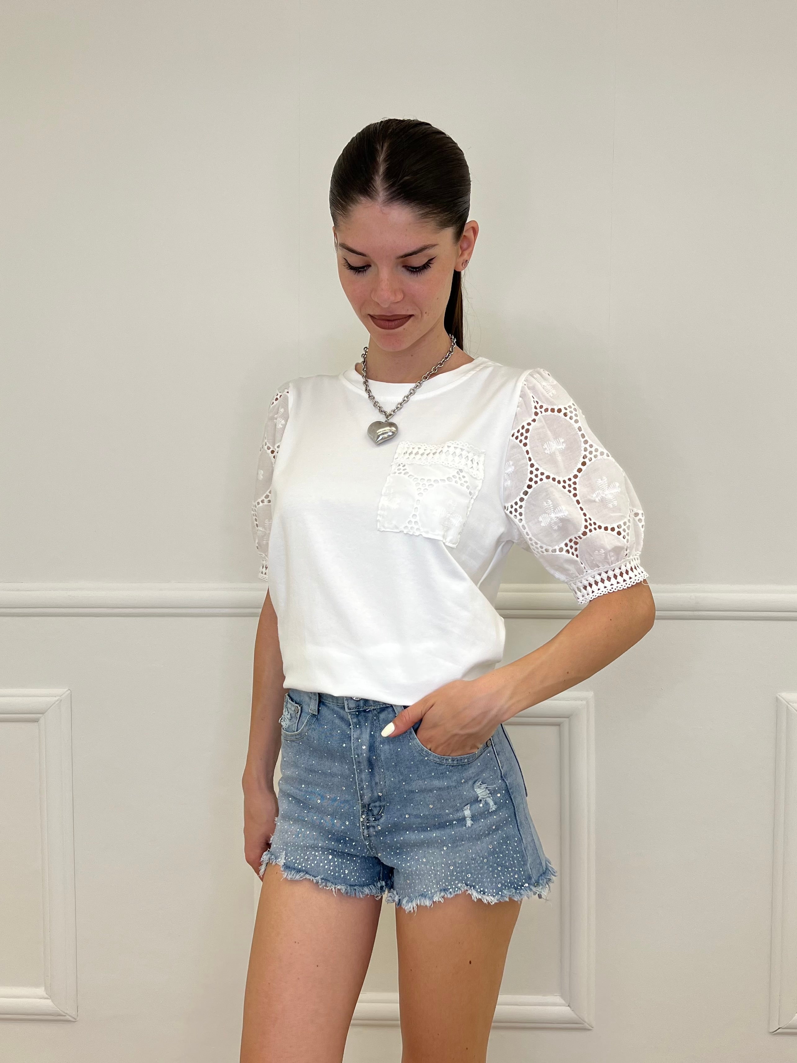 T-shirt Maniche Sangallo A4684 Bianco