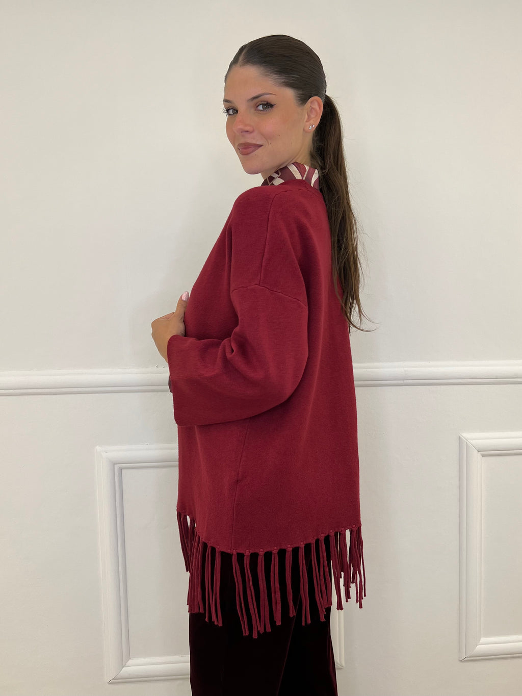 Cardigan Frange DL7296 India - Bazar Abbigliamento