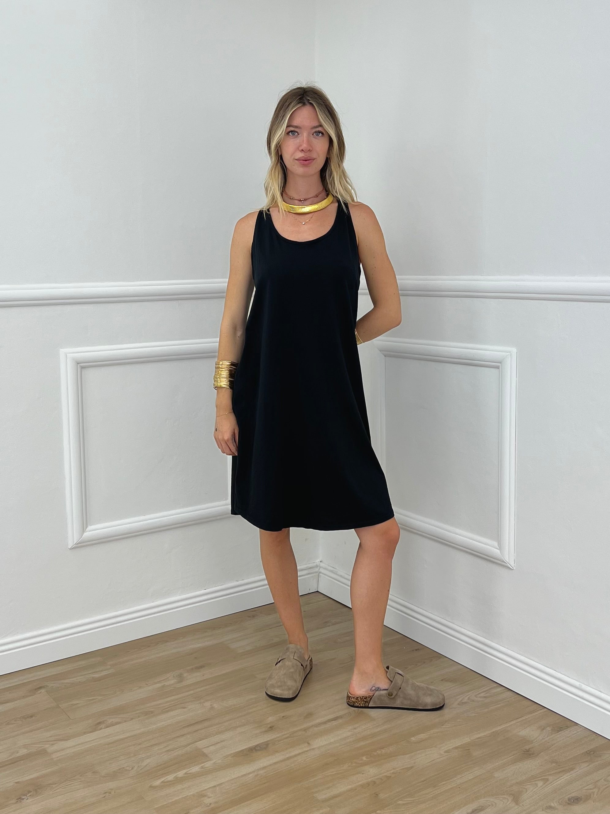 Vestito Cotone Cut Out A0894 Nero