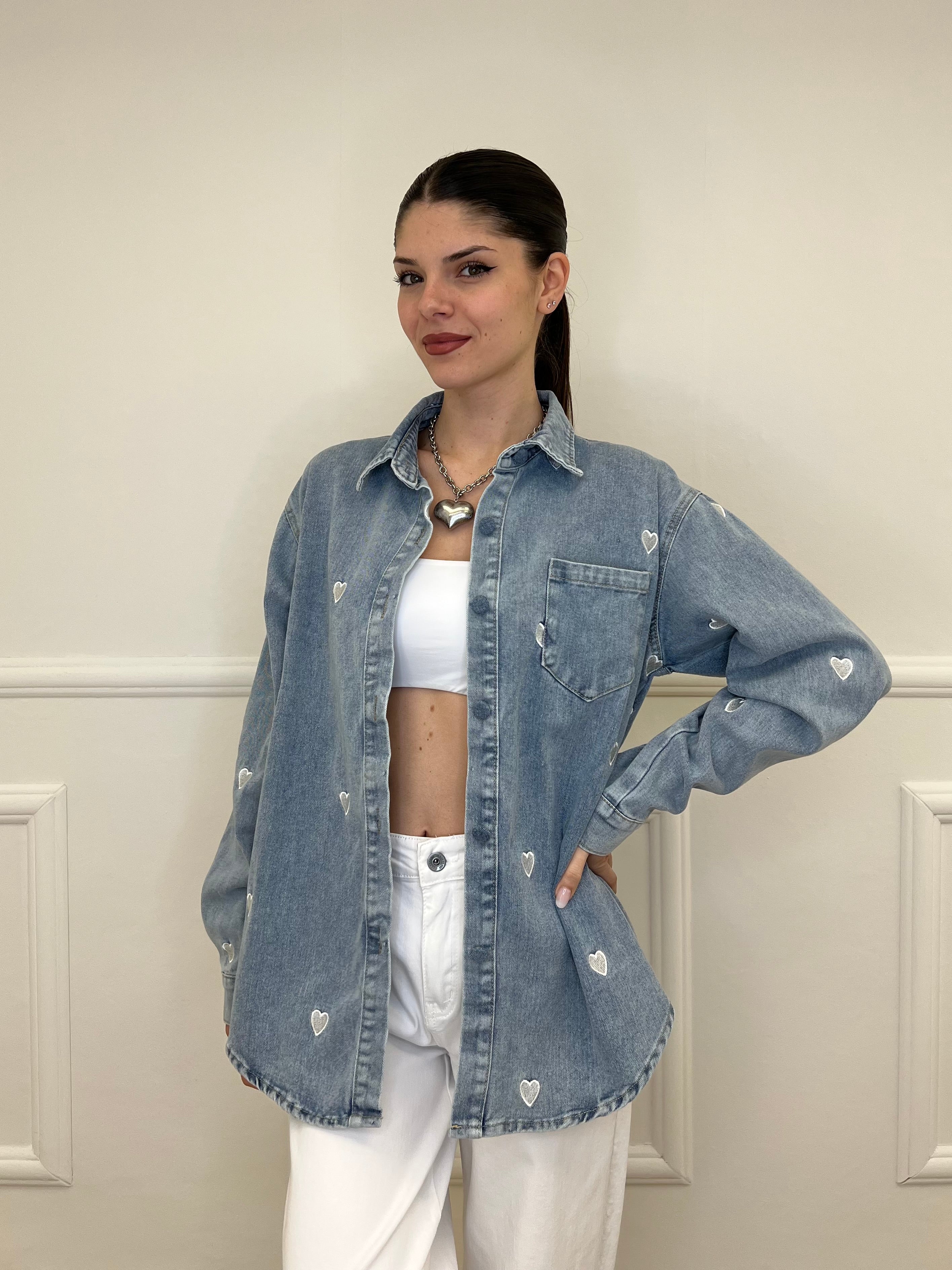 Giacca Camicia Denim Cuori 0805 Jeans