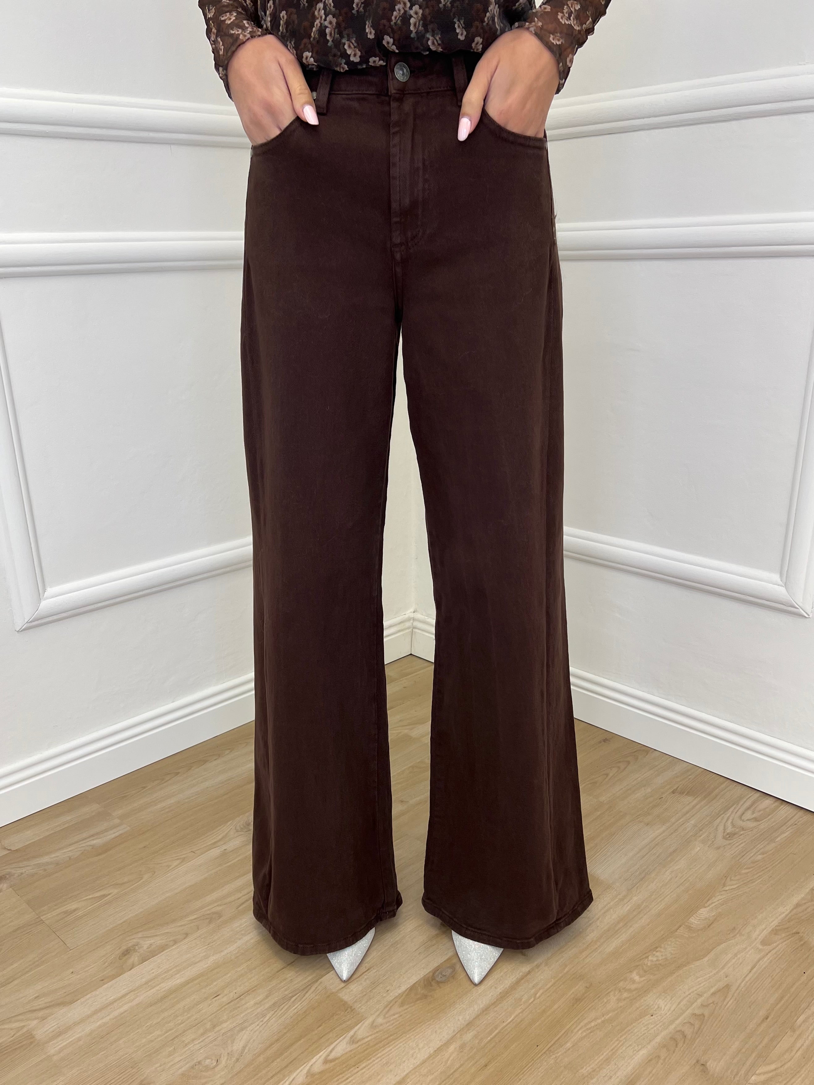 Jeans a Palazzo 2297 Marrone