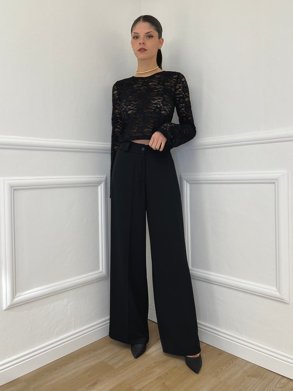 Pantalone Fluido 7229 Nero