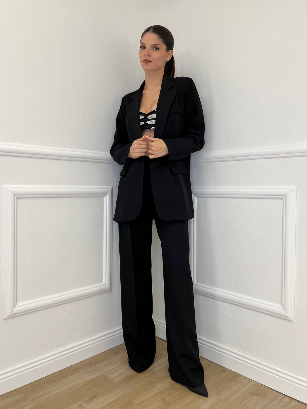 Pantalone a Palazzo 3715 Nero - Bazar Abbigliamento