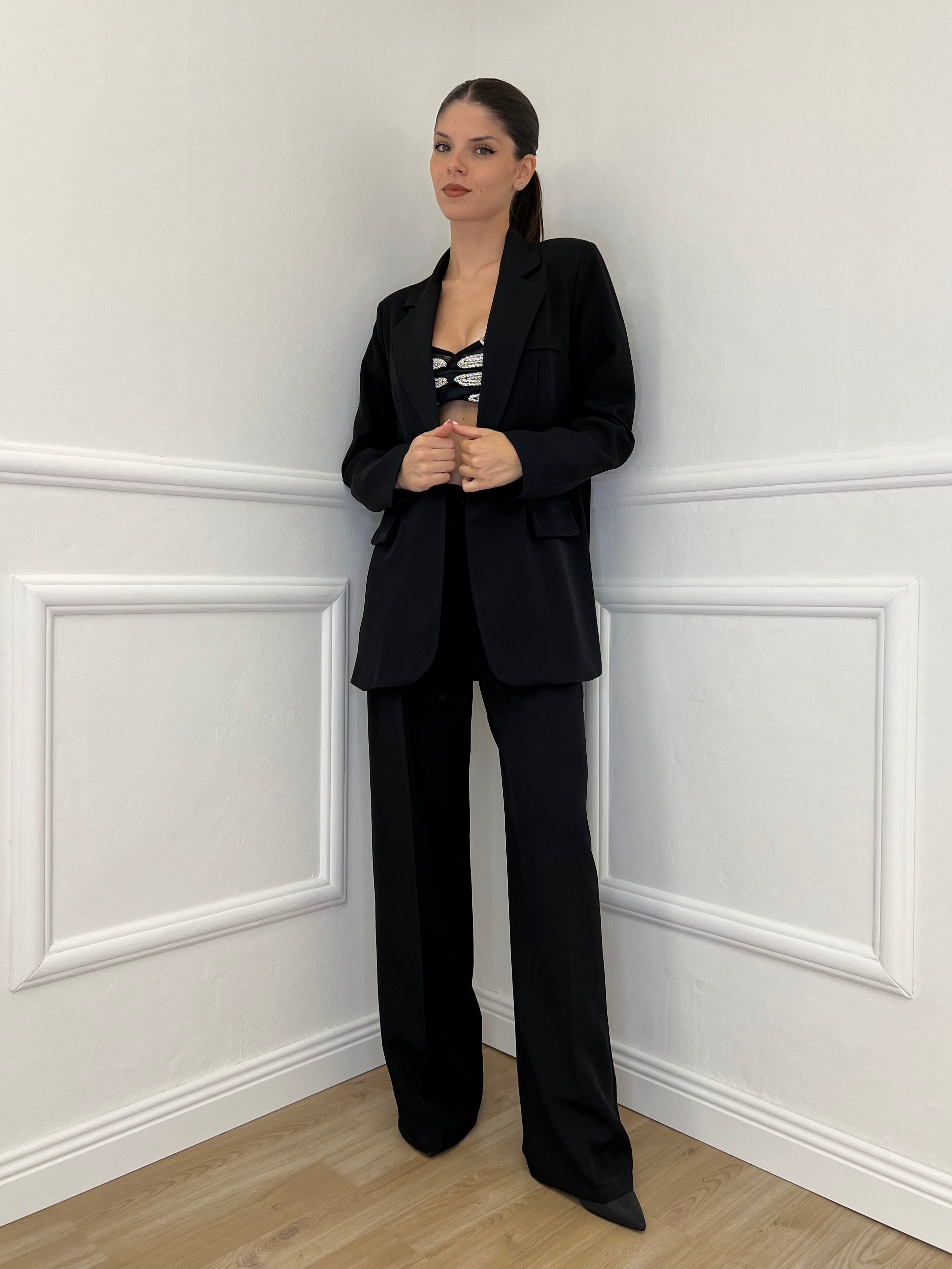 Pantalone a Palazzo 3715 Nero - Bazar Abbigliamento