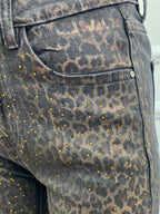 Jeans Spalmato Animalier Strass 9287 Nero