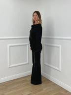 Blusa Satinata con Nodo e Drappeggio 20072 Nero