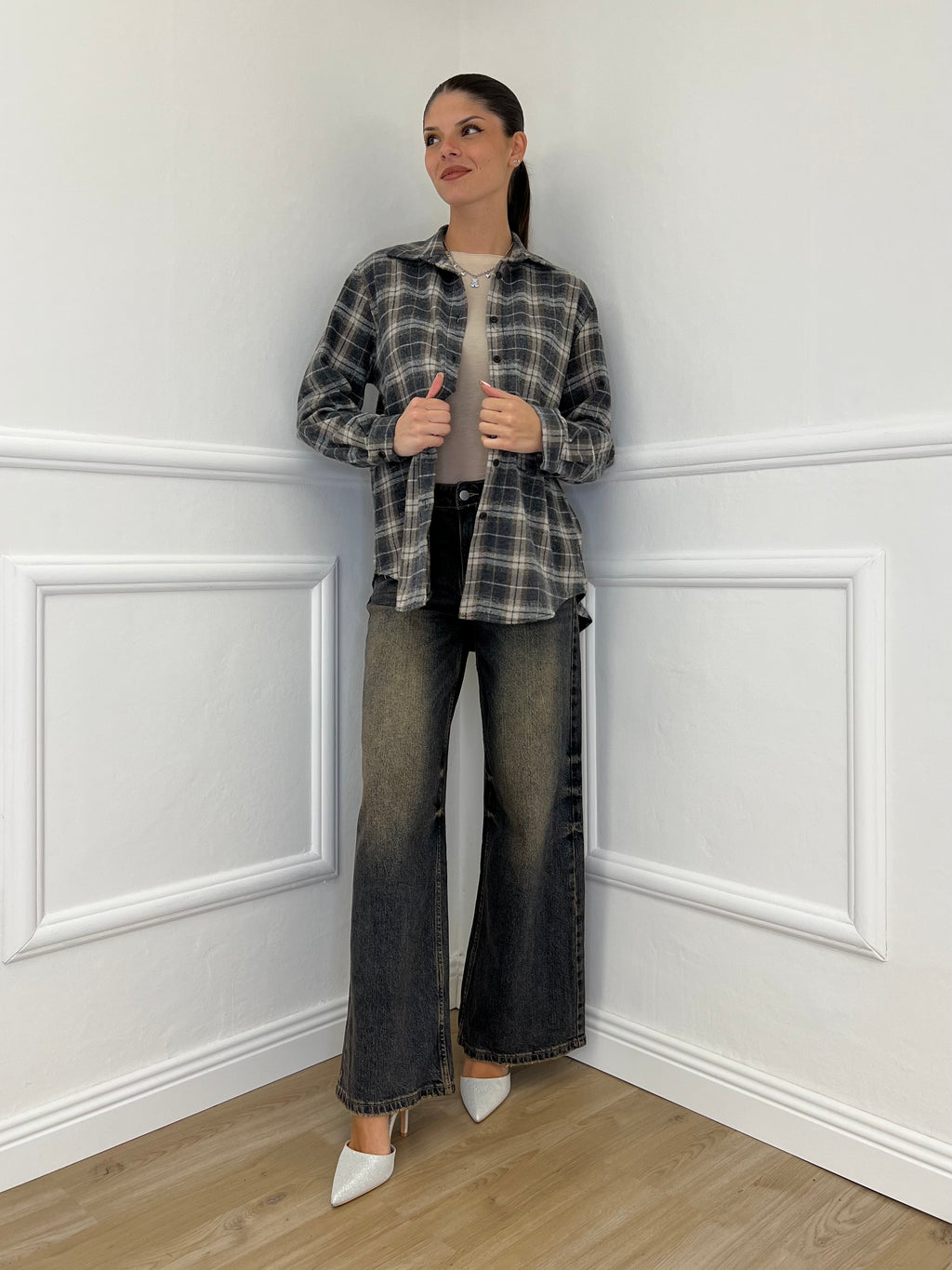 Camicia Madras A35 Grigio