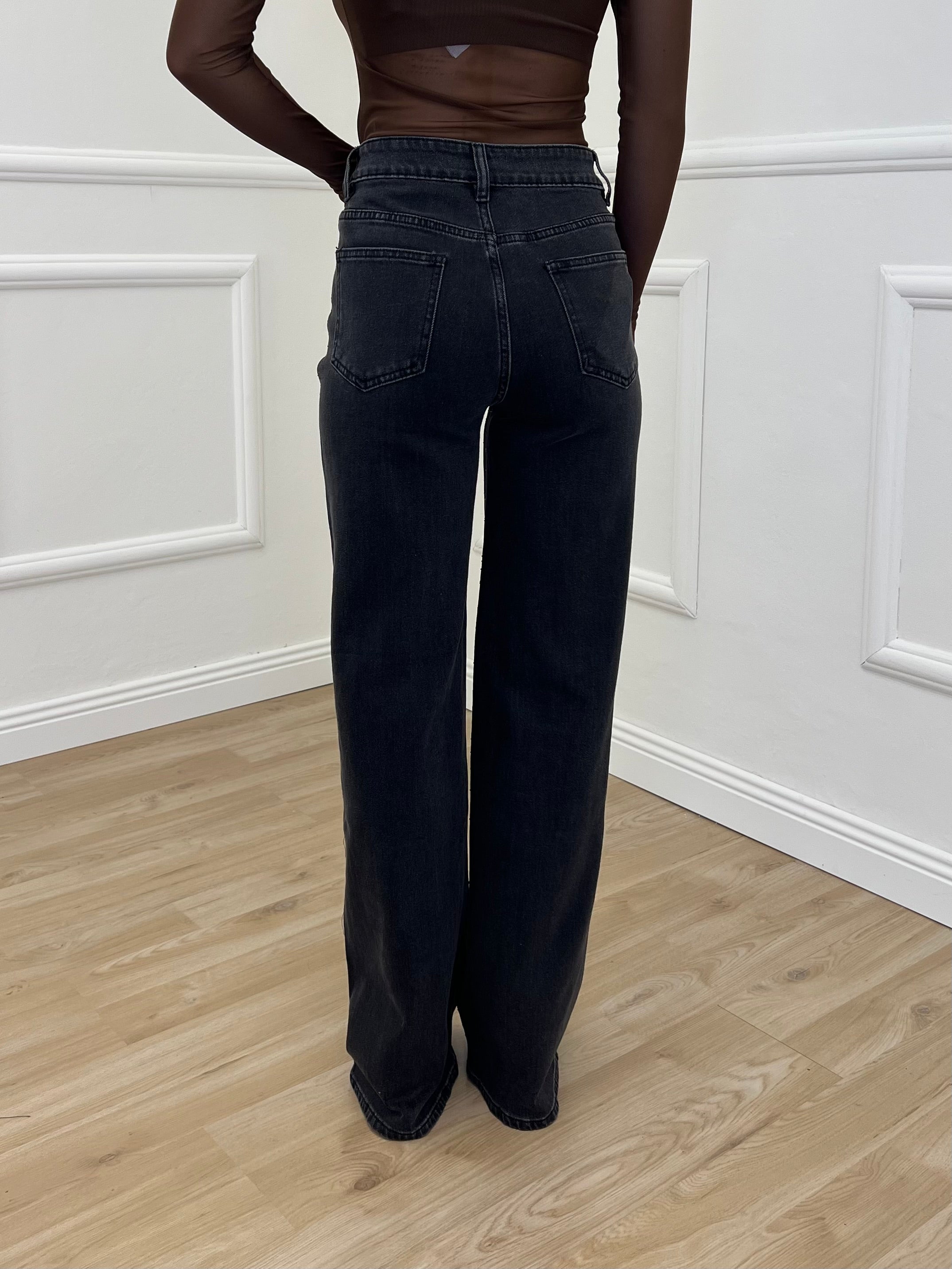 Jeans Spalmato Animalier Strass 9287 Nero