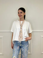 T-shirt Maxi Con Foulard 35080 Bianco