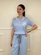 Polo in Maglia Jacquard L8086 Azzurro