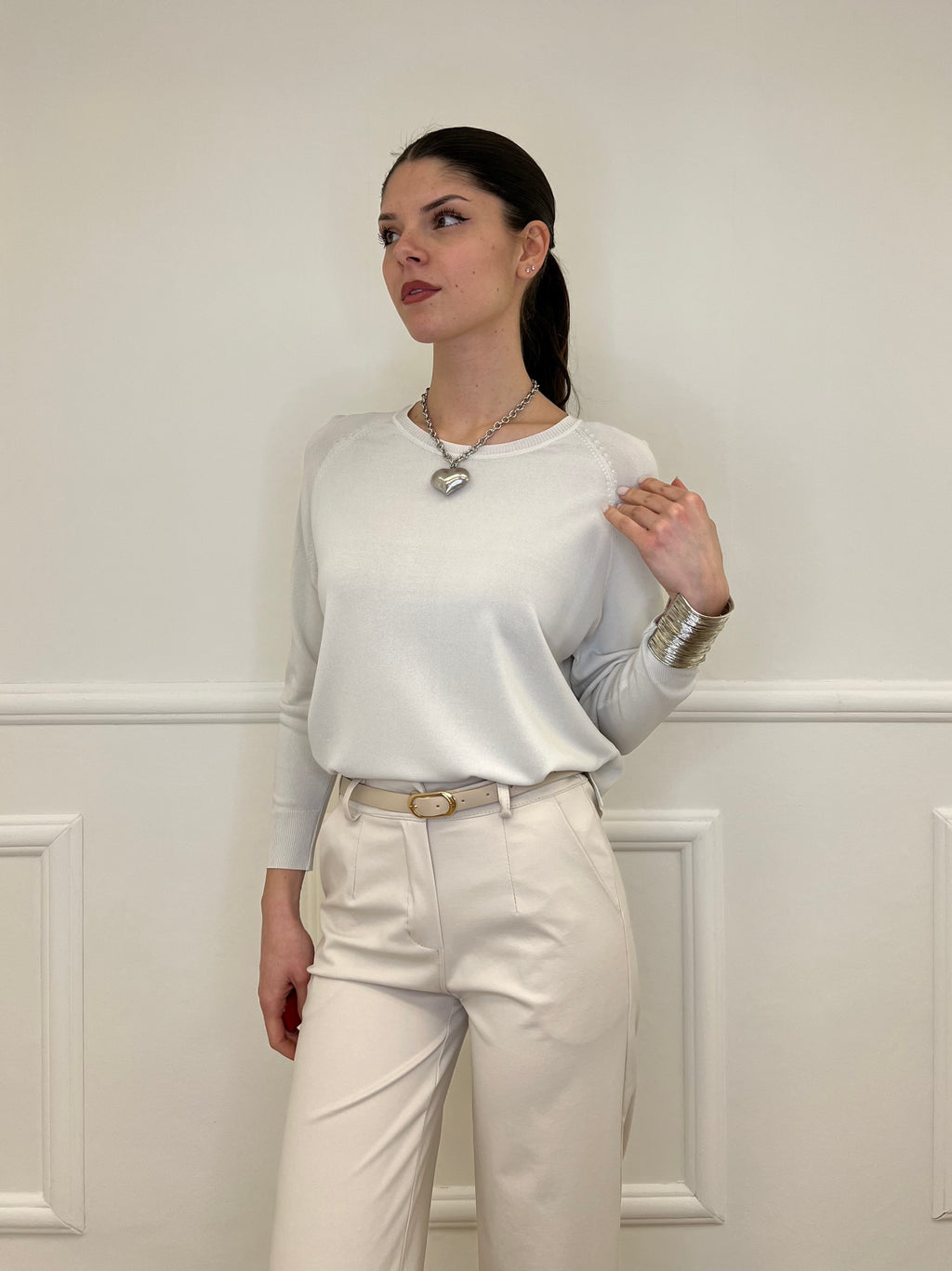 Maglia in Filo di Viscosa J185 Ecru