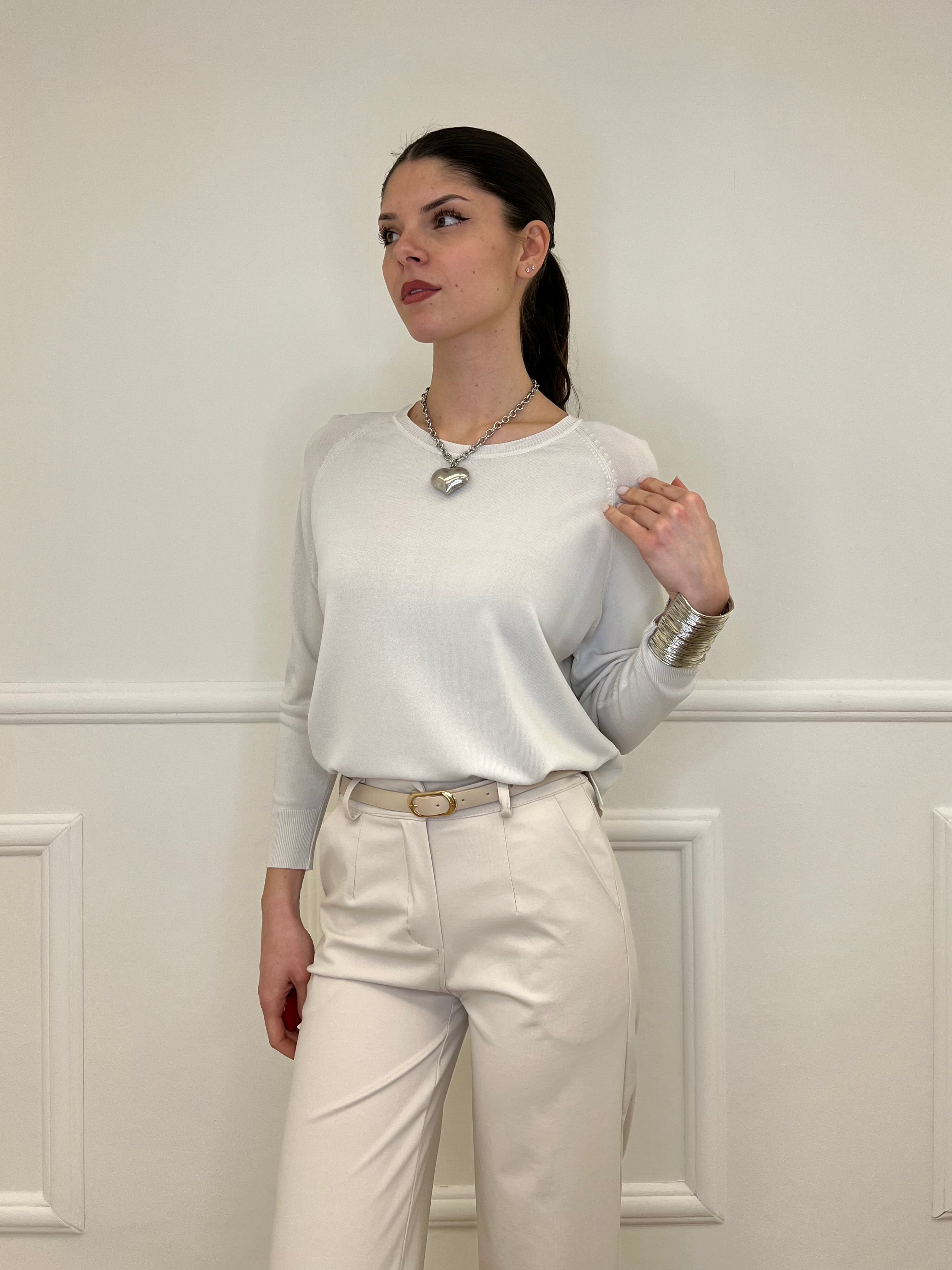 Maglia in Filo di Viscosa J185 Ecru