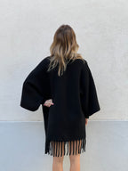 Cardigan Aperto con Frange 5256 Nero