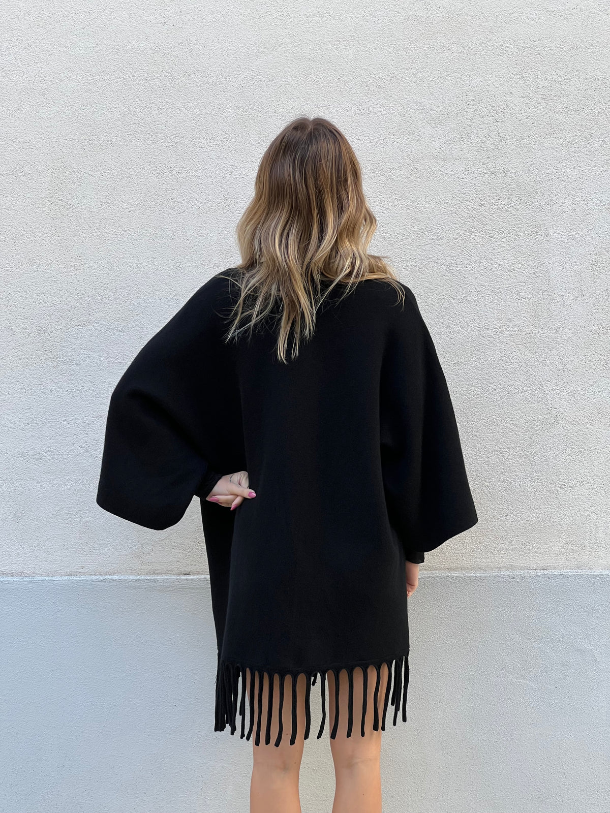 Cardigan Aperto con Frange 5256 Nero