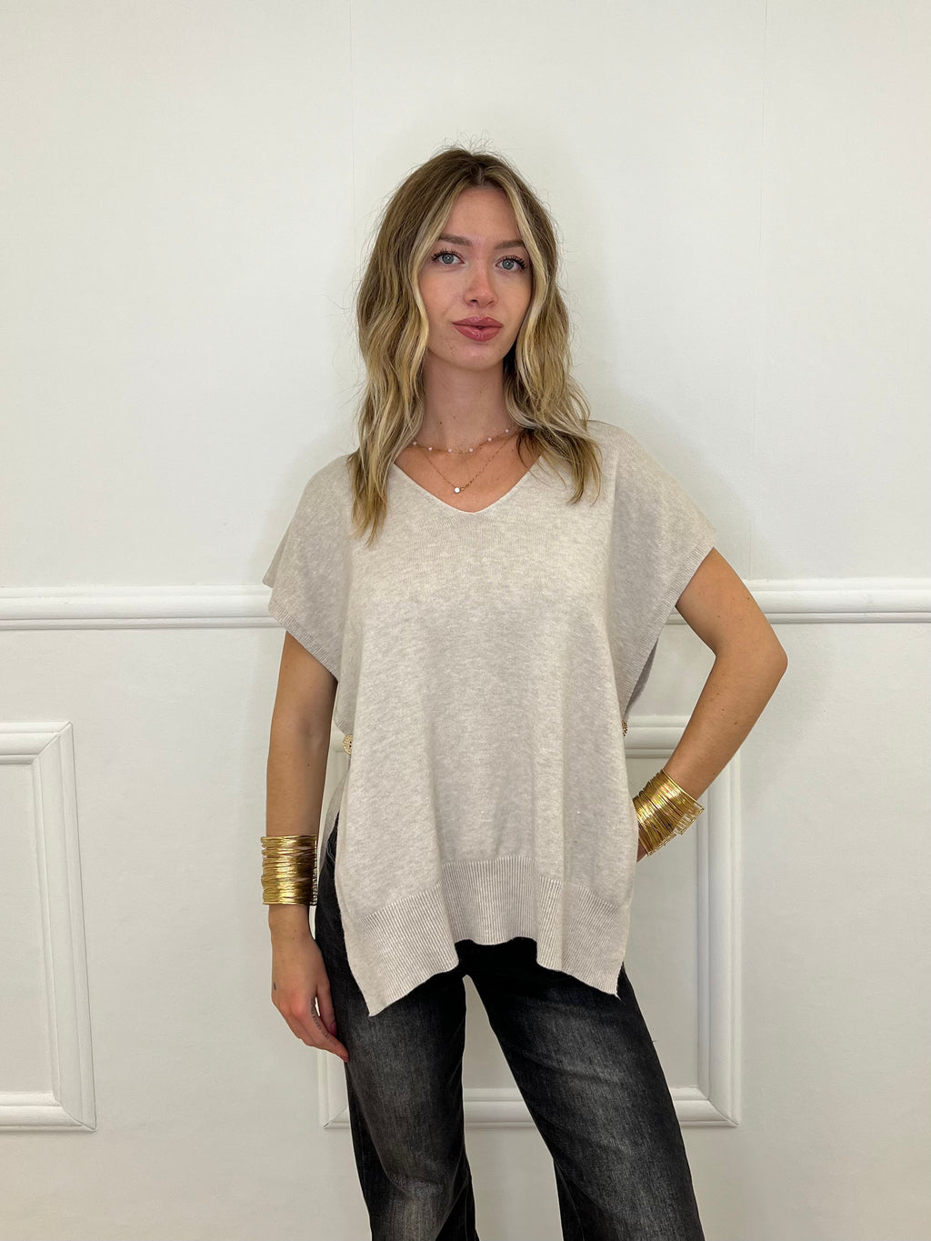 Maglia Viscosa e Alpaca con Bottoni 3502