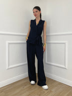 Completo Gilet Fiocco Crêpe 2852 Blu