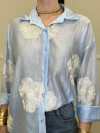 Camicia Tencel Ricami 7357 Azzurro