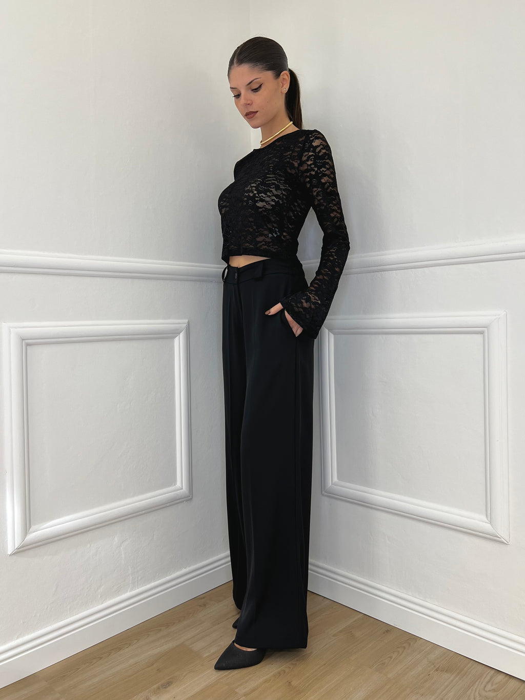 Pantalone Fluido 7229 Nero