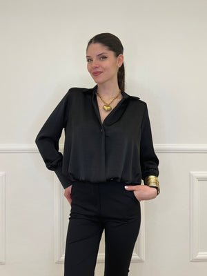 Blusa In Satin Con Spalline 10277 Nero