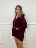 Maxi Giacca in Panno con Zip 5075 Burgundy