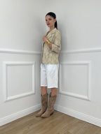 Blazer Ricamato in Lino e Viscosa 11353 Ecru