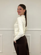 Maglia Collo Perle 25224 Panna