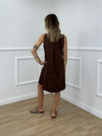 Abito Corto Sfondo Piega 9392 Choco