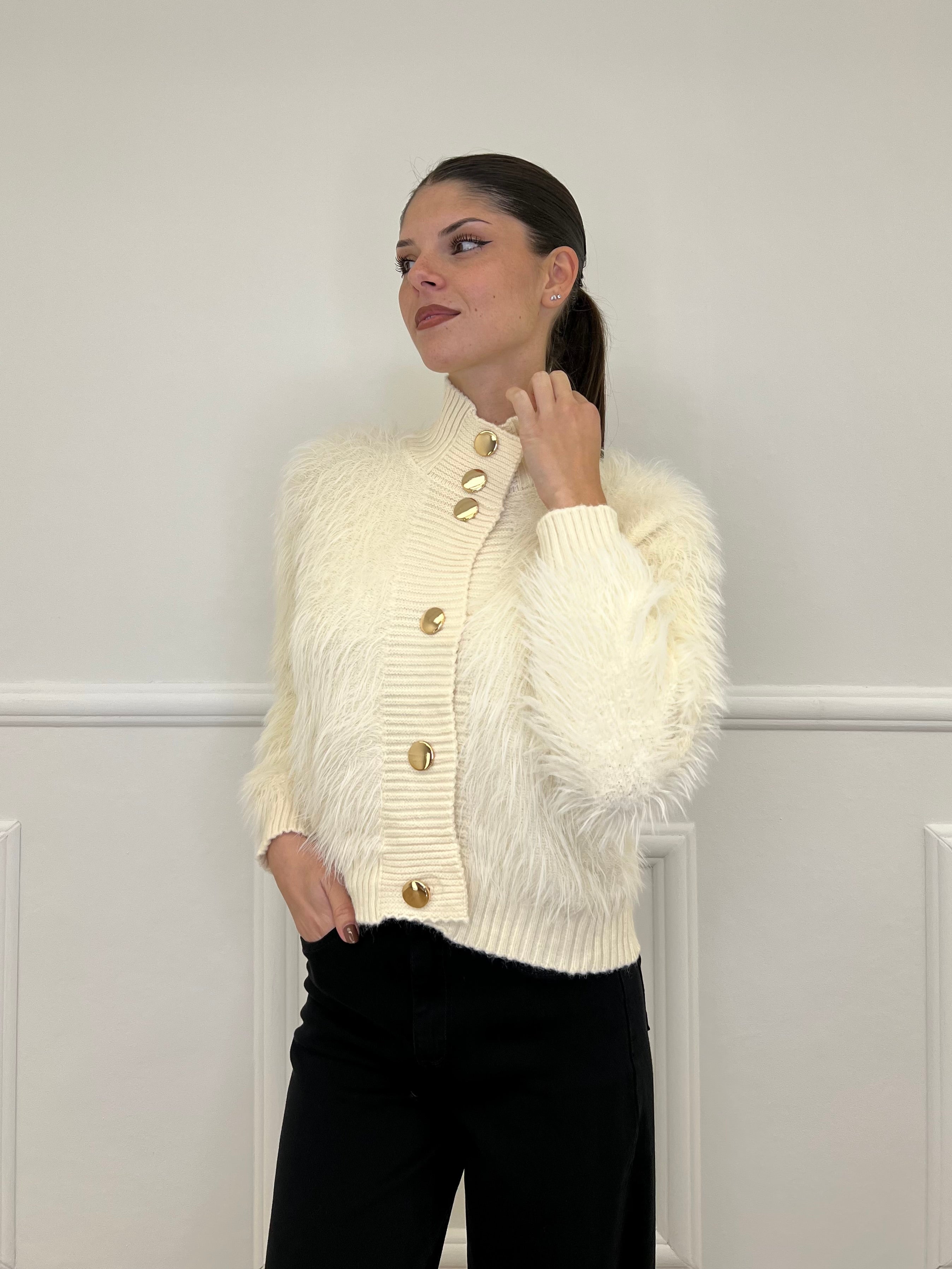 Cardigan Fluffy 3061 Panna