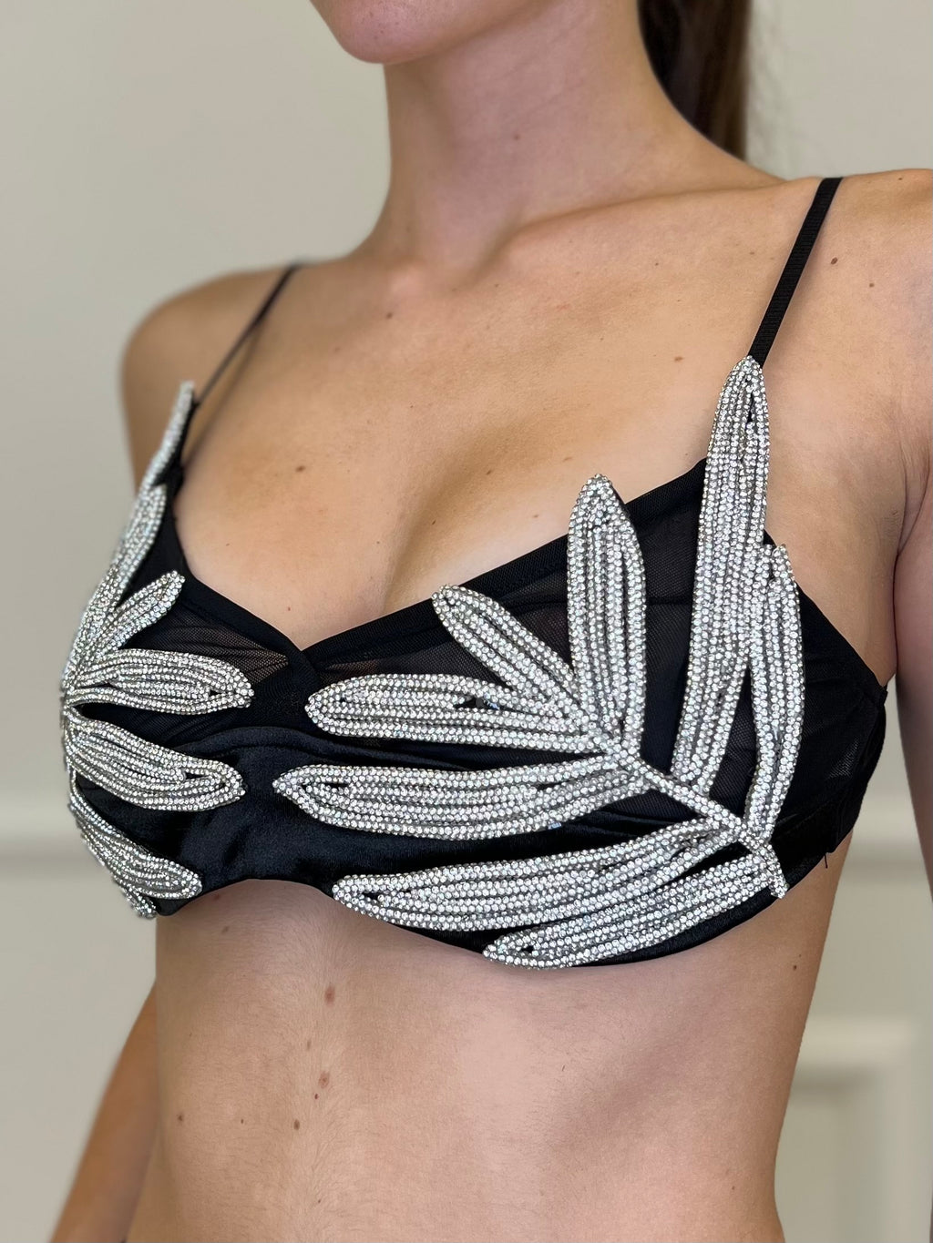 Top Foglie Strass 5610 - Bazar Abbigliamento