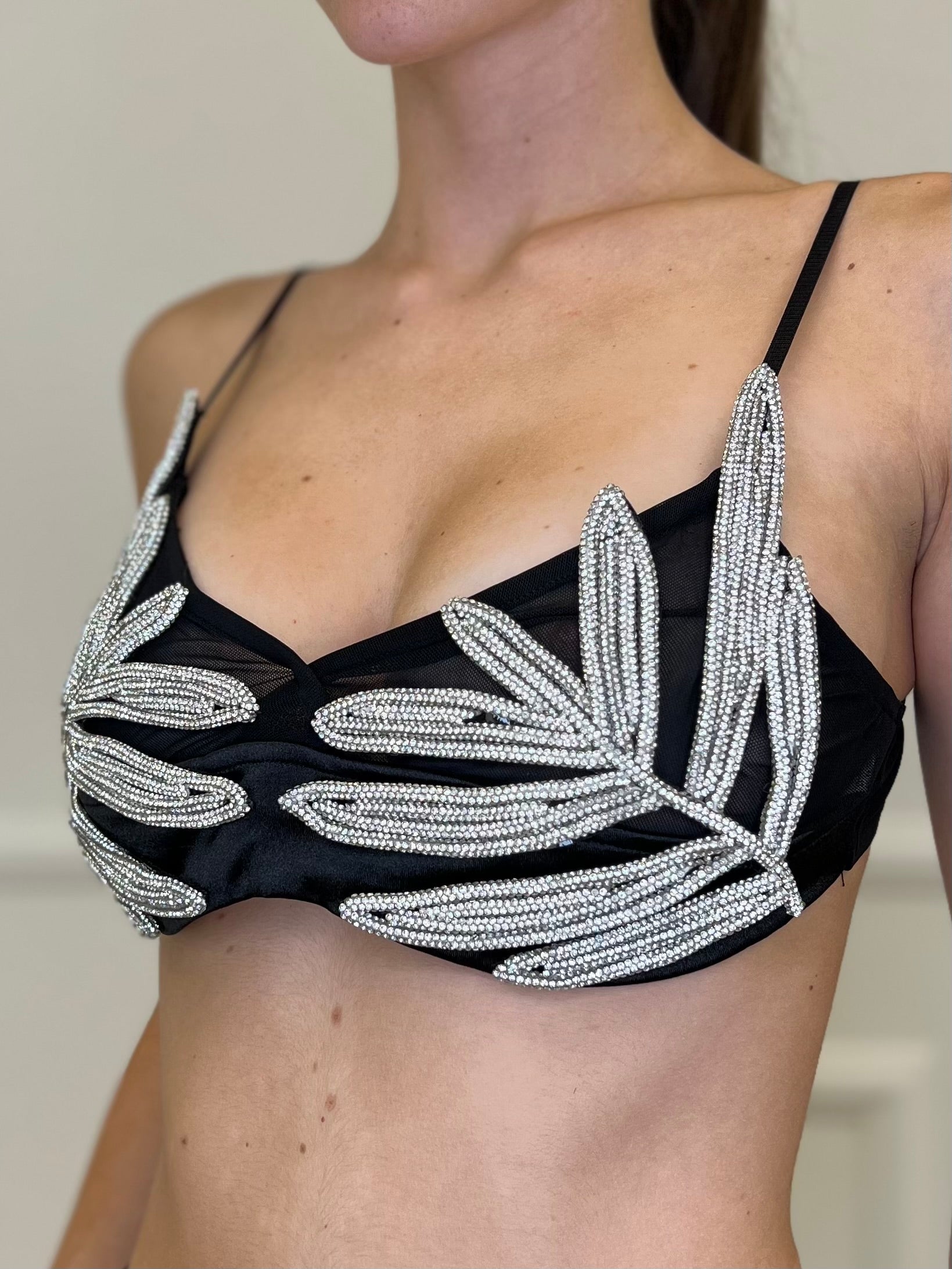 Top Foglie Strass 5610 - Bazar Abbigliamento