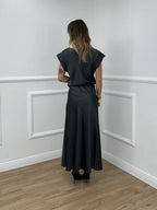 Blusa Satin Scollo Morbido 2548 Piombo