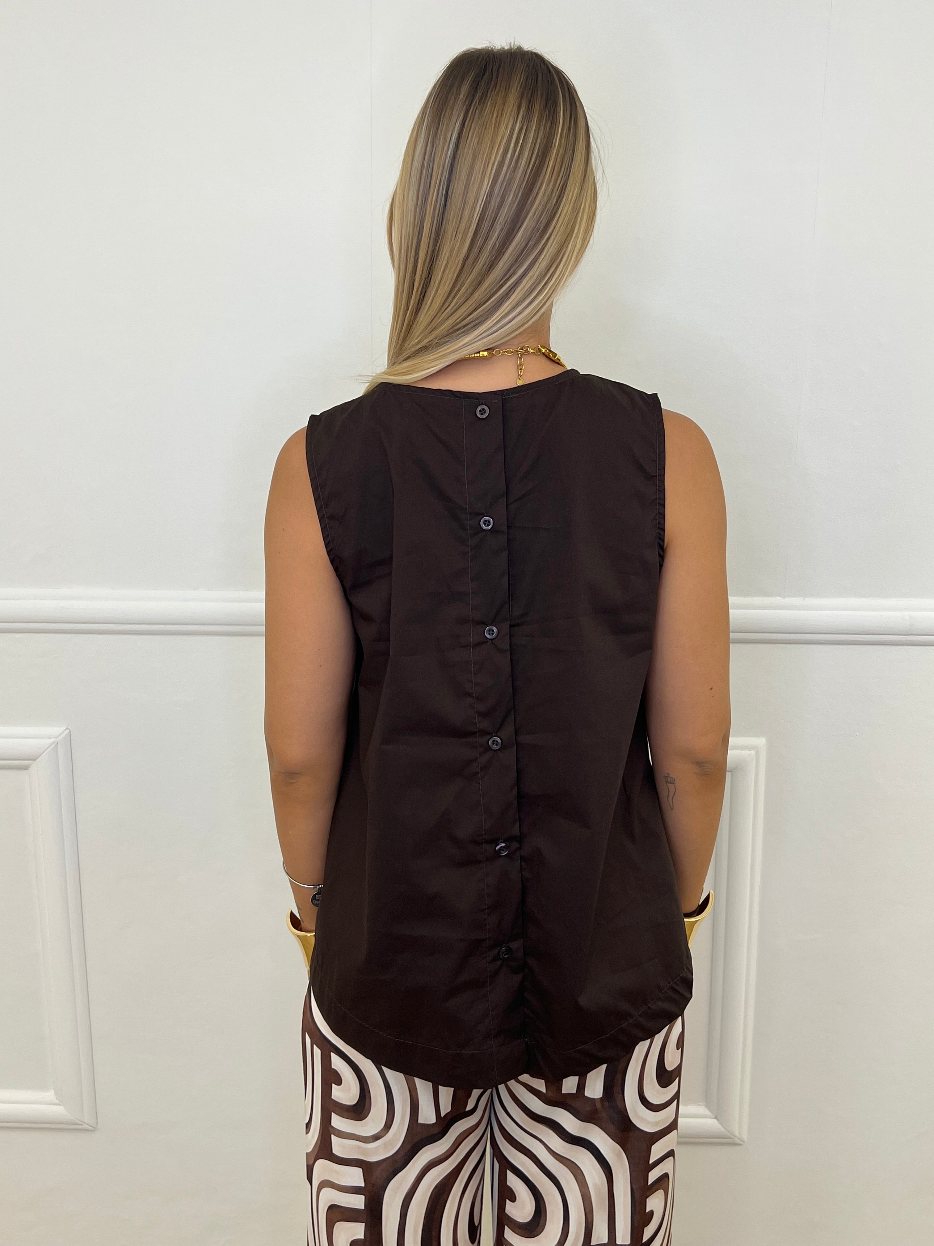 Blusa Popeline Bottoncini 2692 Marrone
