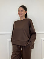 Felpa Over Spacchi 27580 Marrone - Bazar Abbigliamento