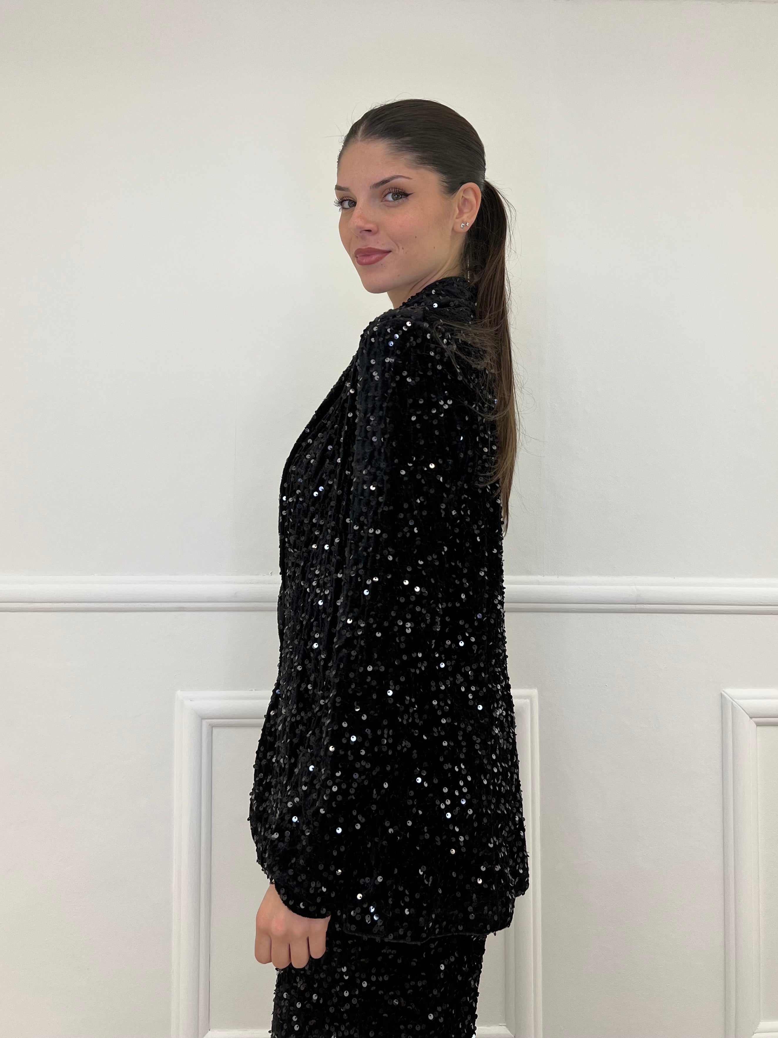 Giacca Ciniglia Paillettes 2466 Nero