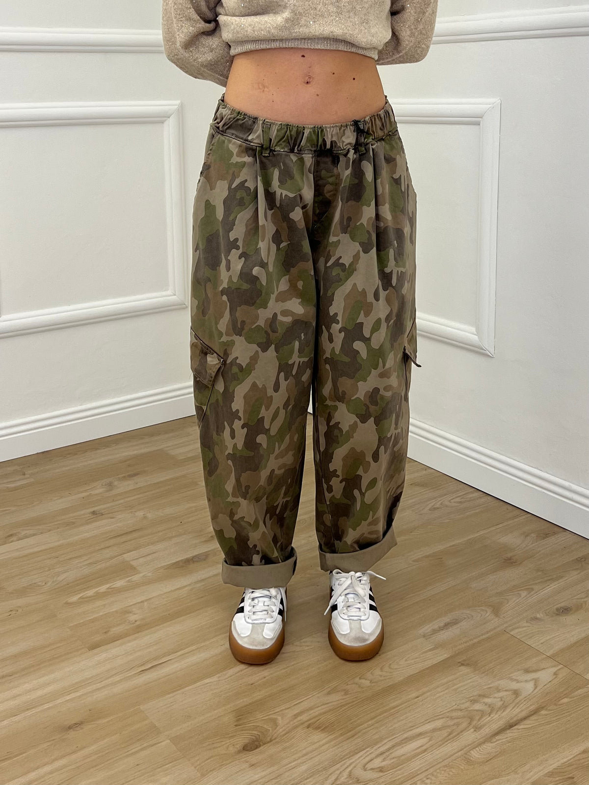 Pantalone Cargo Camouflage in Canvas 23084