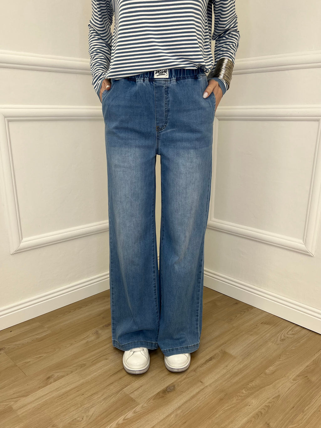 Jeans con Vita Elastica 9337 Azzurro