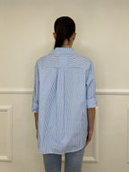 Camicia a Righe Micro Strass 82046 Azzurro