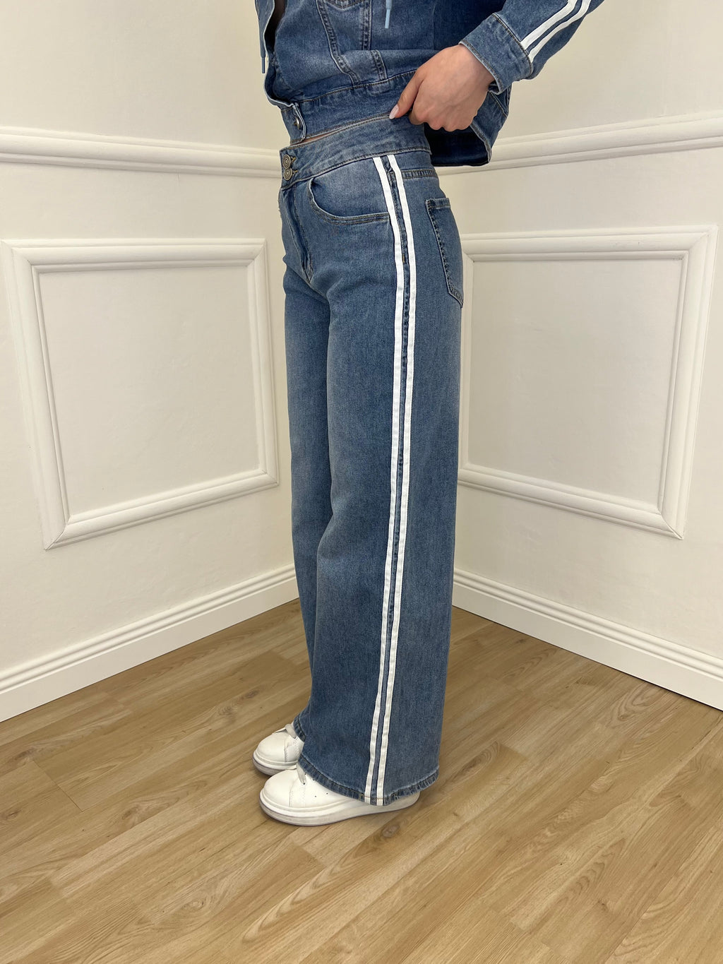 Jeans Bande Laterali J996 Azzurro