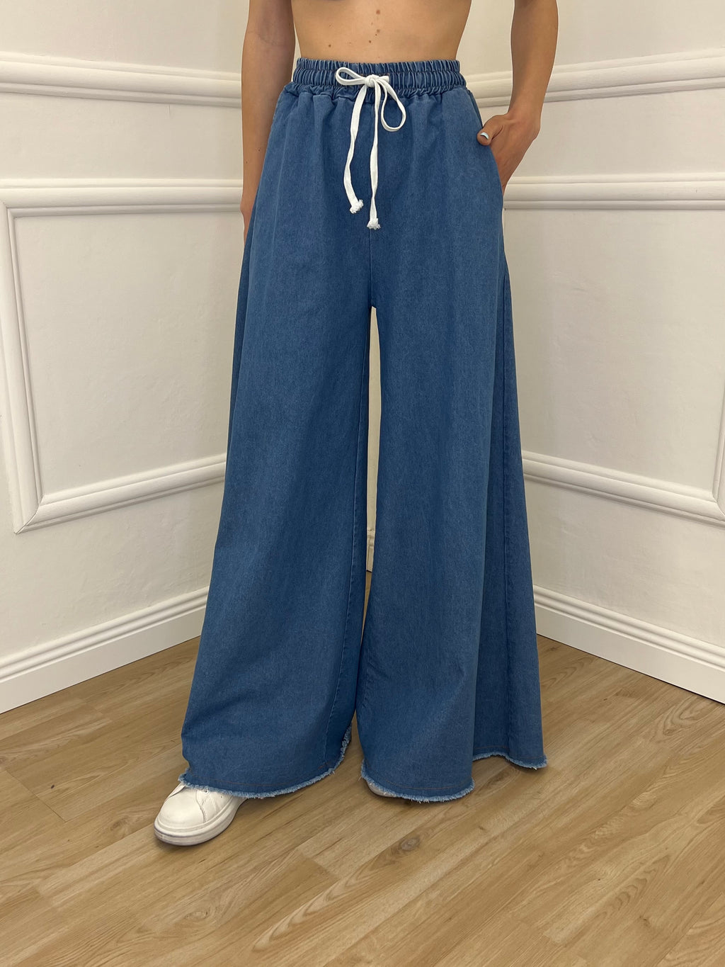 Pantalone a Palazzo Chambray Coulisse 7173
