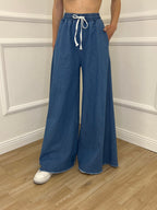 Pantalone a Palazzo Chambray Coulisse 7173