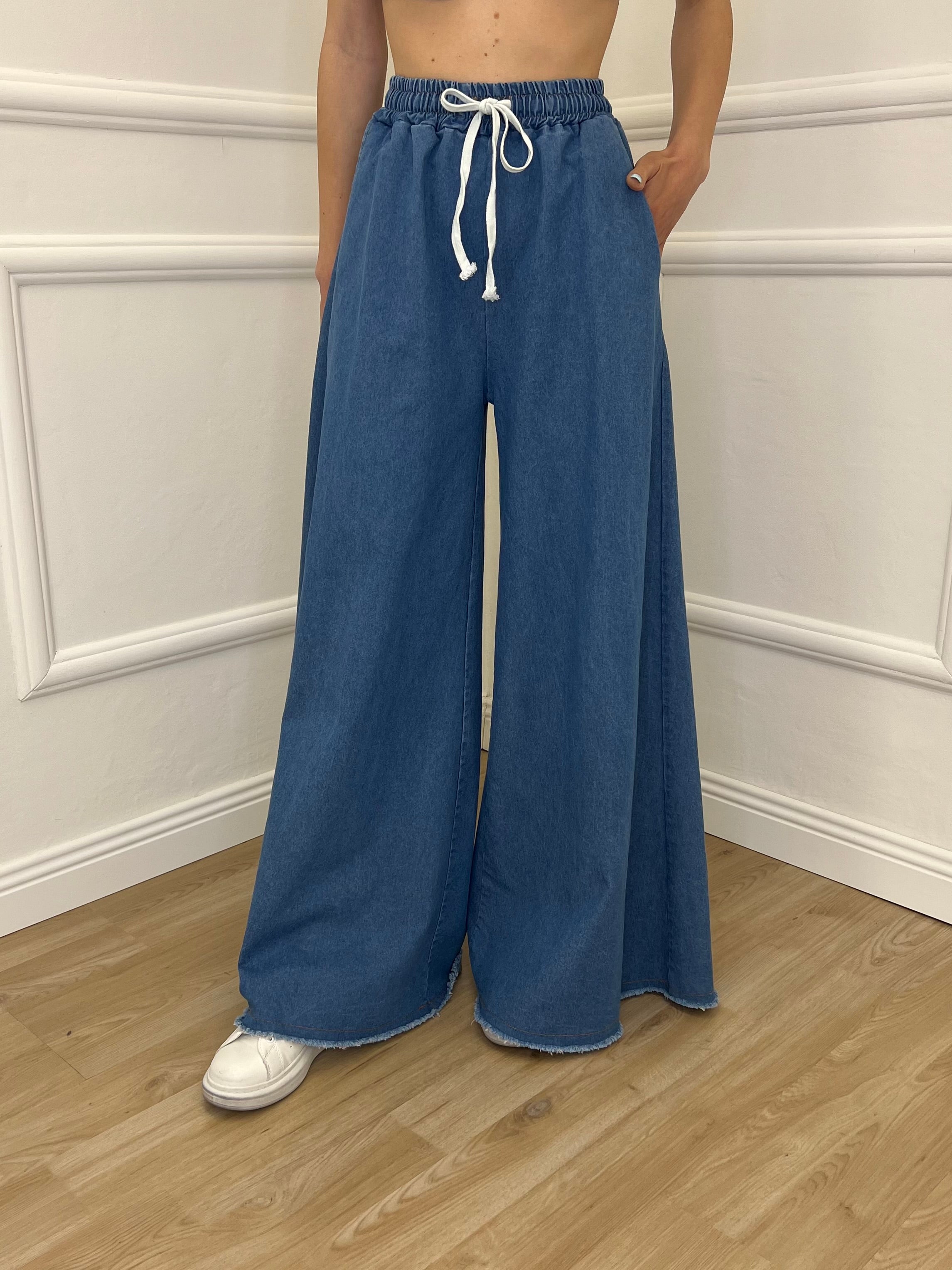 Pantalone a Palazzo Chambray Coulisse 7173