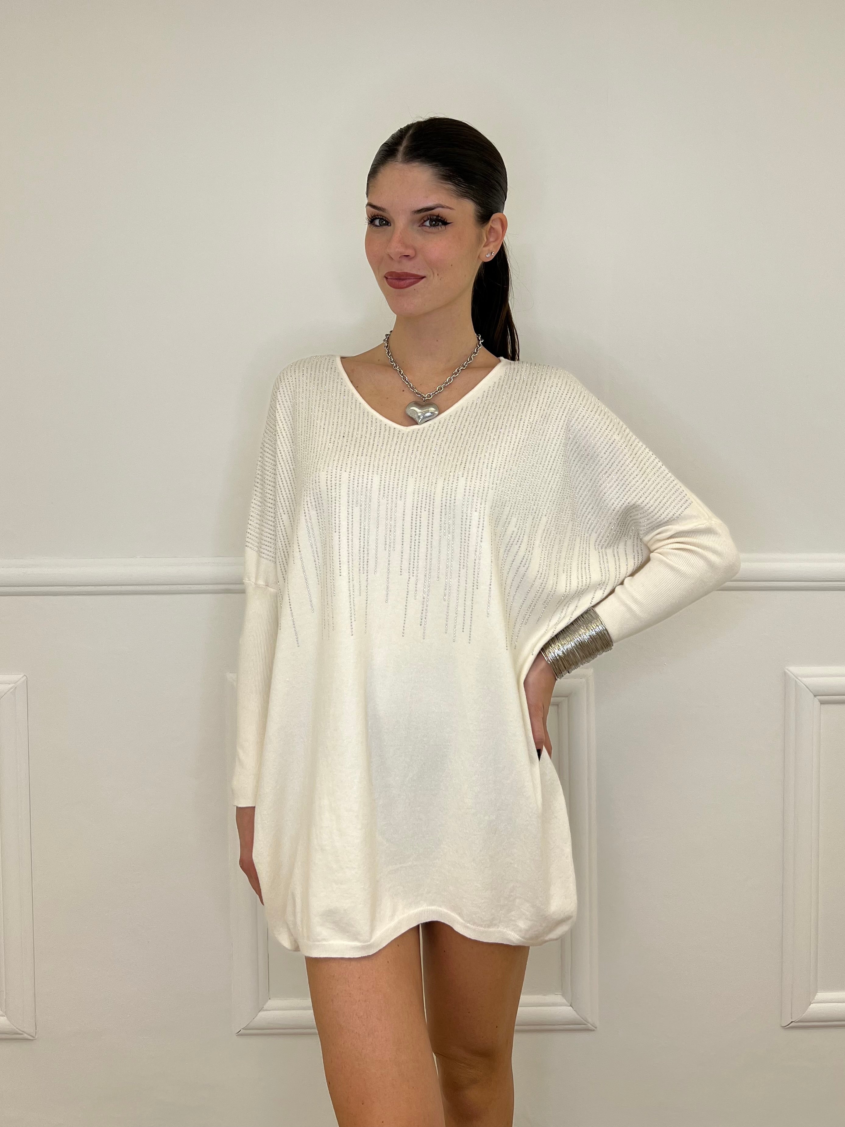 Maxi Maglia Strass 5292 Panna