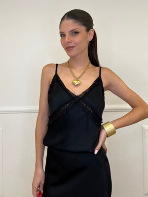 Top Raso con Pizzo 80228 Nero
