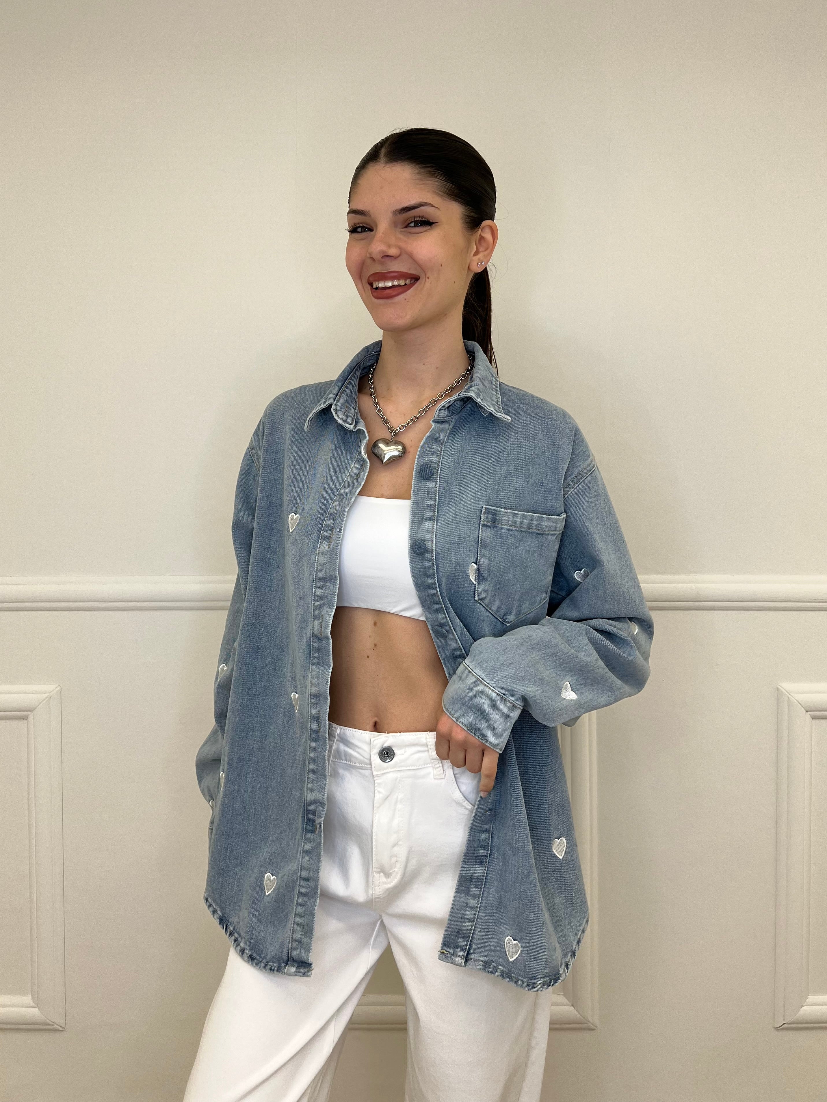 Giacca Camicia Denim Cuori 0805 Jeans