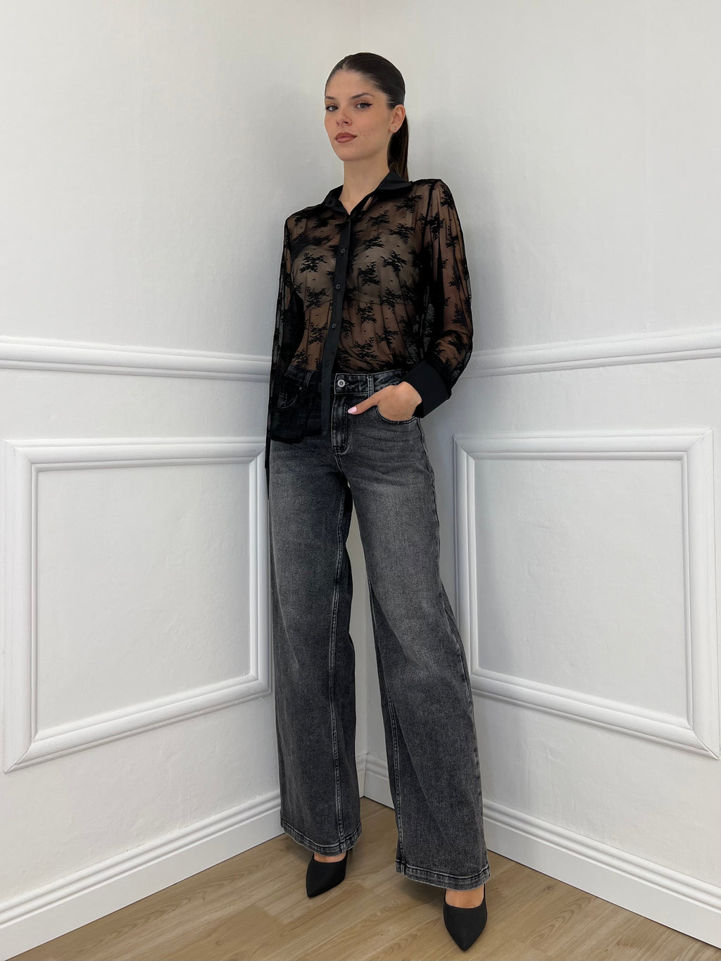 Jeans Palazzo L978 Grigio - Bazar Abbigliamento