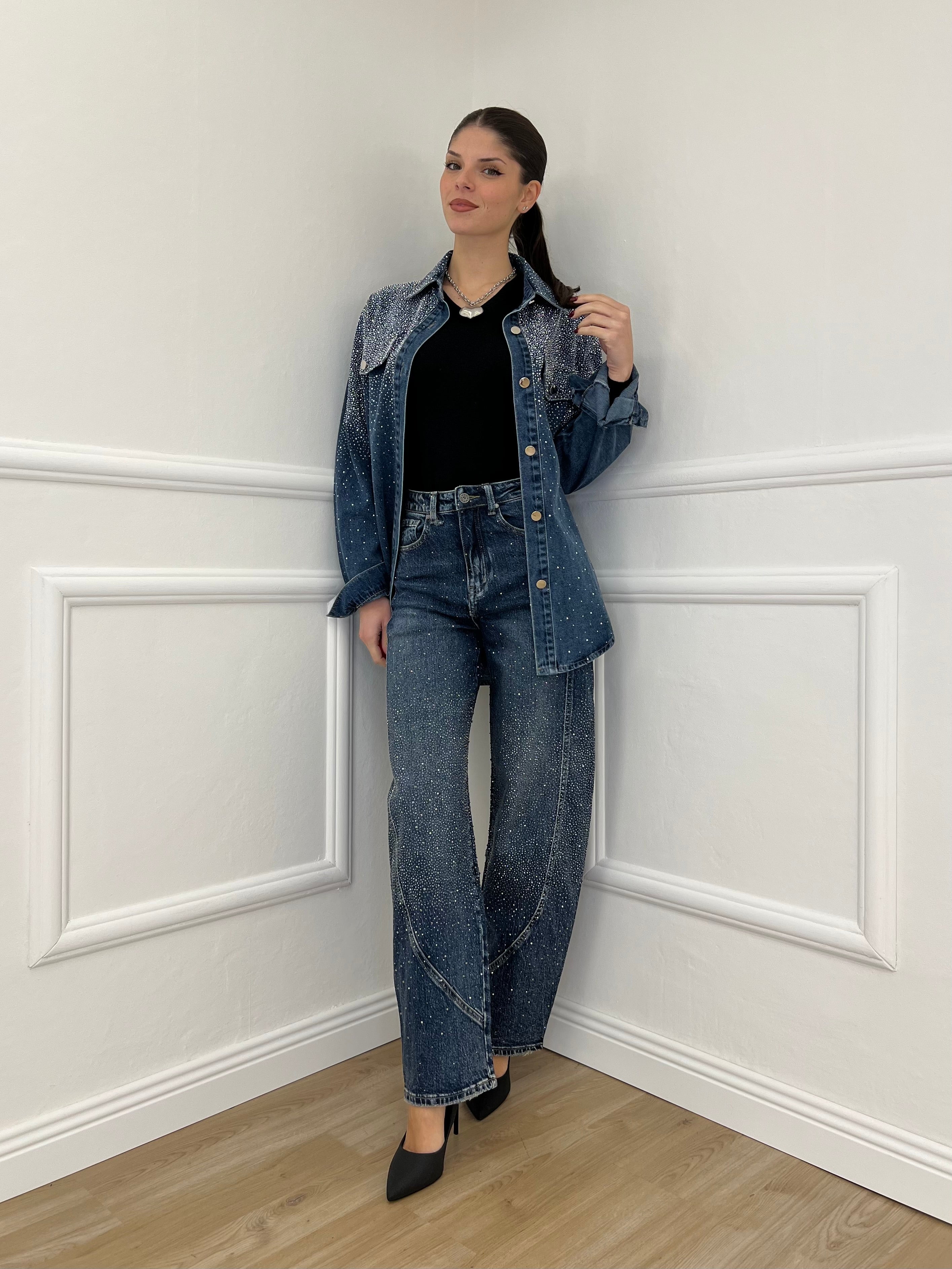 Jeans Ballon Strass 2355 Blu