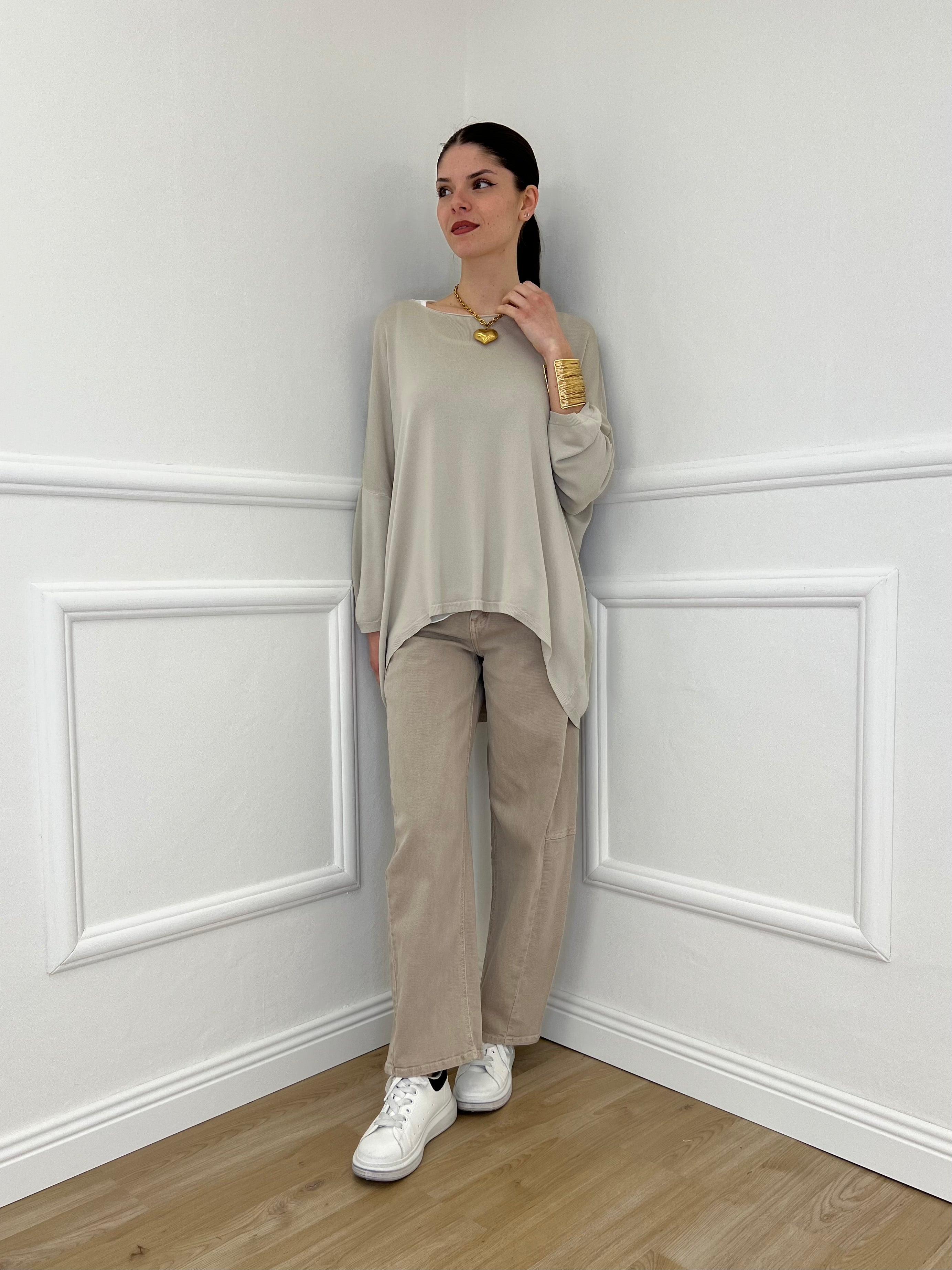 Twin Set Maxi Maglia e Canotta 53716 Ecru