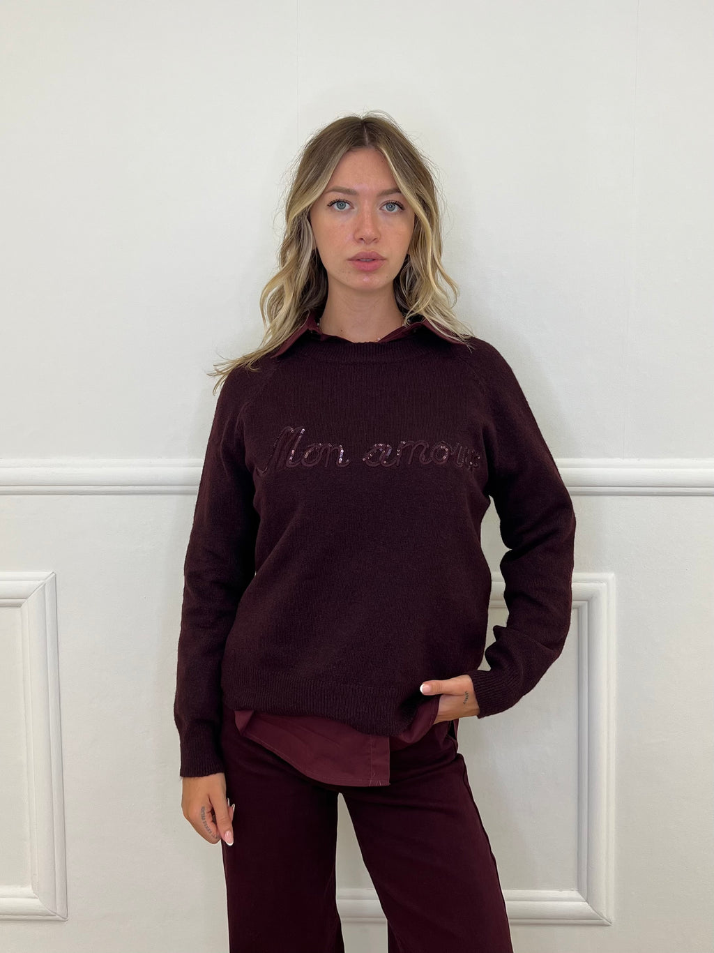 Pullover Mon Amour NZ5583 Burgundy
